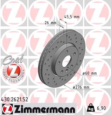 Гальмівний диск ZIMMERMANN 430262152 - zapix