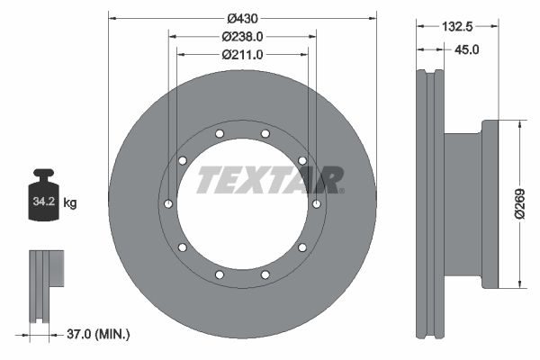 Гальмівний диск TEXTAR 93087900 - zapix