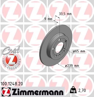 Гальмівний диск ZIMMERMANN 100124820 - zapix