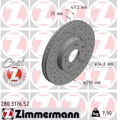 Гальмівний диск ZIMMERMANN 280317652 - zapix