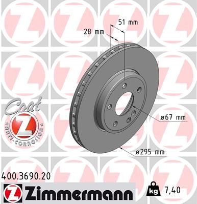 Гальмівний диск ZIMMERMANN 400369020 - zapix