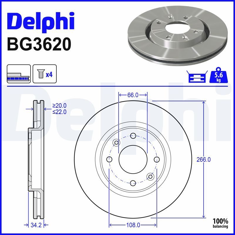 Гальмівний диск DELPHI BG3620 - zapix