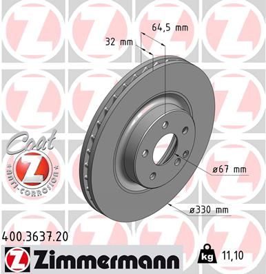 Гальмівний диск ZIMMERMANN 400363720 - zapix