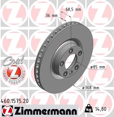 Гальмівний диск ZIMMERMANN 460157520 - zapix