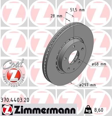 Гальмівний диск ZIMMERMANN 370440320 - zapix