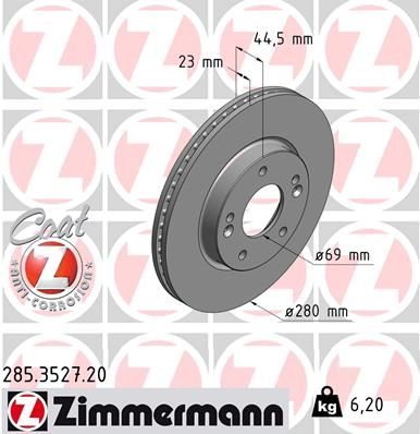 Гальмівний диск ZIMMERMANN 285352720 - zapix