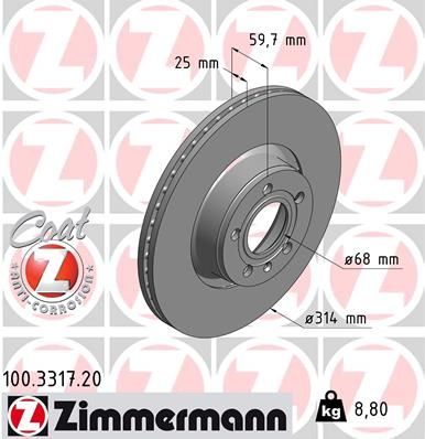 Гальмівний диск ZIMMERMANN 100331720 - zapix