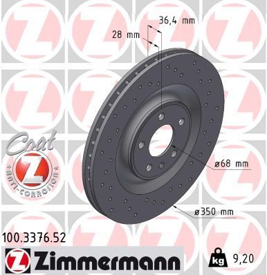Гальмівний диск ZIMMERMANN 100337652 - zapix