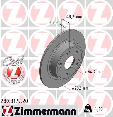 Гальмівний диск ZIMMERMANN 280317720 - zapix