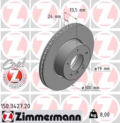 Гальмівний диск ZIMMERMANN 150342720 - zapix