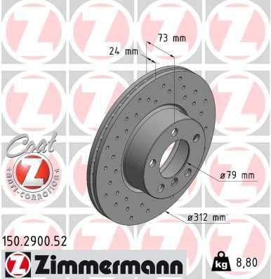 Гальмівний диск ZIMMERMANN 150290052 - zapix