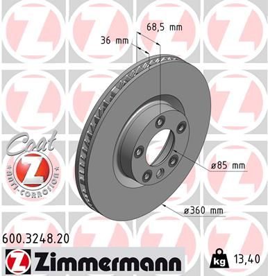 Гальмівний диск ZIMMERMANN 600324820 - zapix