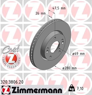 Гальмівний диск ZIMMERMANN 320380620 - zapix