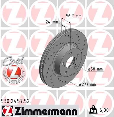 Гальмівний диск ZIMMERMANN 530245752 - zapix