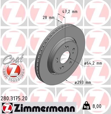 Гальмівний диск ZIMMERMANN 280317520 - zapix