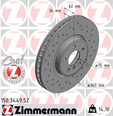 Гальмівний диск ZIMMERMANN 150344952 - zapix