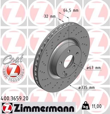 Гальмівний диск ZIMMERMANN 400365920 - zapix