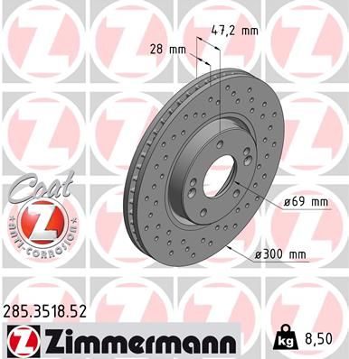 Гальмівний диск ZIMMERMANN 285351852 - zapix