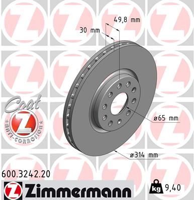 Гальмівний диск ZIMMERMANN 600324220 - zapix