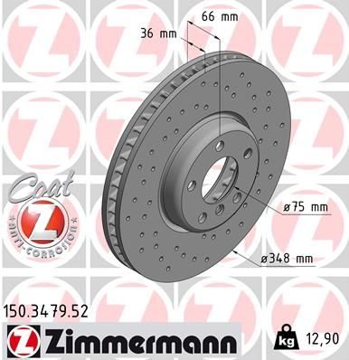 Гальмівний диск ZIMMERMANN 150347952 - zapix