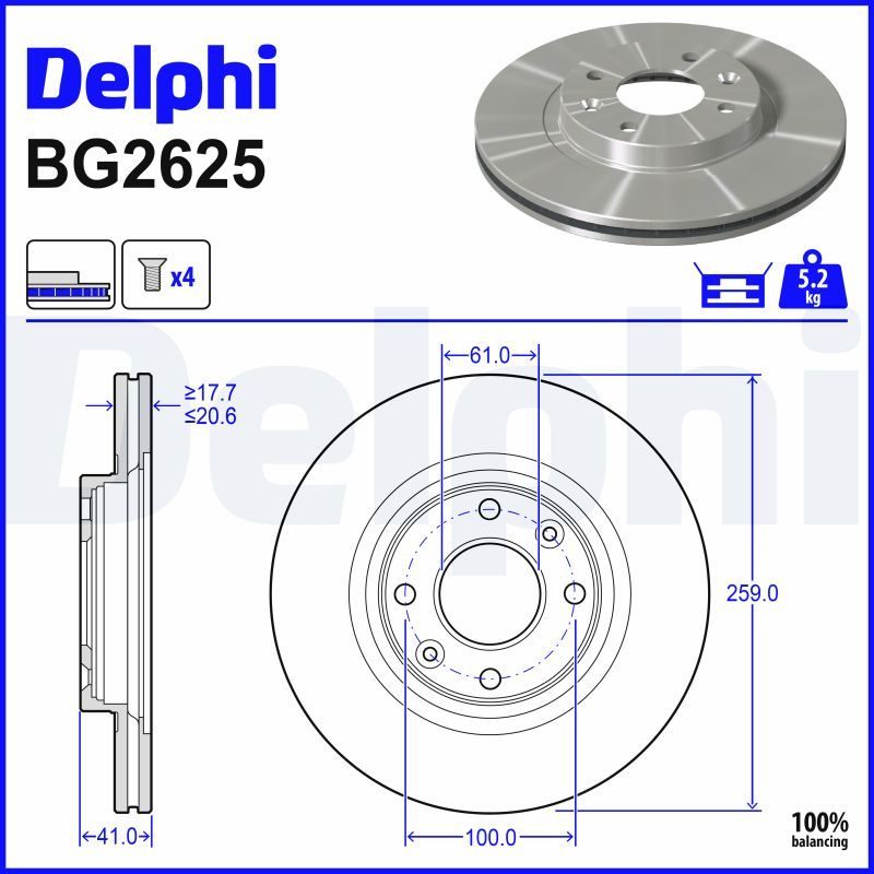 Гальмівний диск DELPHI BG2625