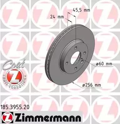 Гальмівний диск ZIMMERMANN 185395520 - zapix