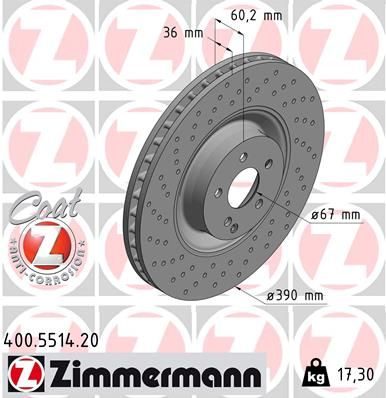Гальмівний диск ZIMMERMANN 400551420 - zapix
