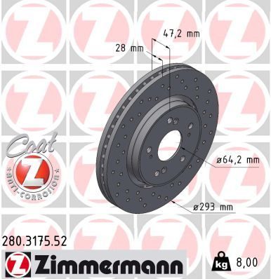 Гальмівний диск ZIMMERMANN 280317552 - zapix