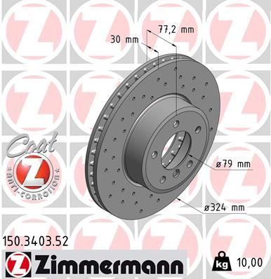Гальмівний диск ZIMMERMANN 150340352 - zapix