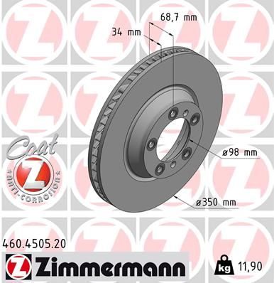 Гальмівний диск ZIMMERMANN 460450520 - zapix