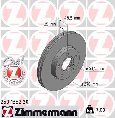 Гальмівний диск ZIMMERMANN 250135220 - zapix