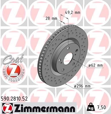 Гальмівний диск ZIMMERMANN 590281052 - zapix