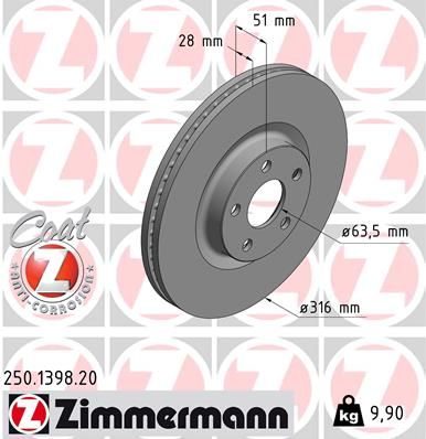 Гальмівний диск ZIMMERMANN 250139820 - zapix