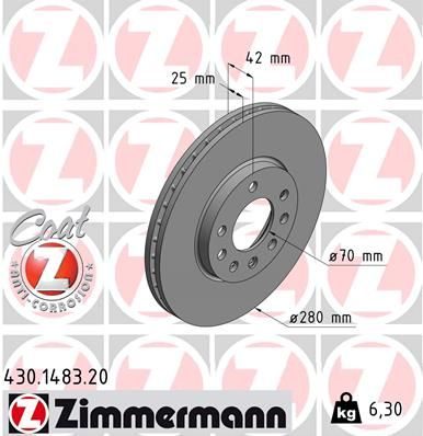 Гальмівний диск ZIMMERMANN 430148320 - zapix
