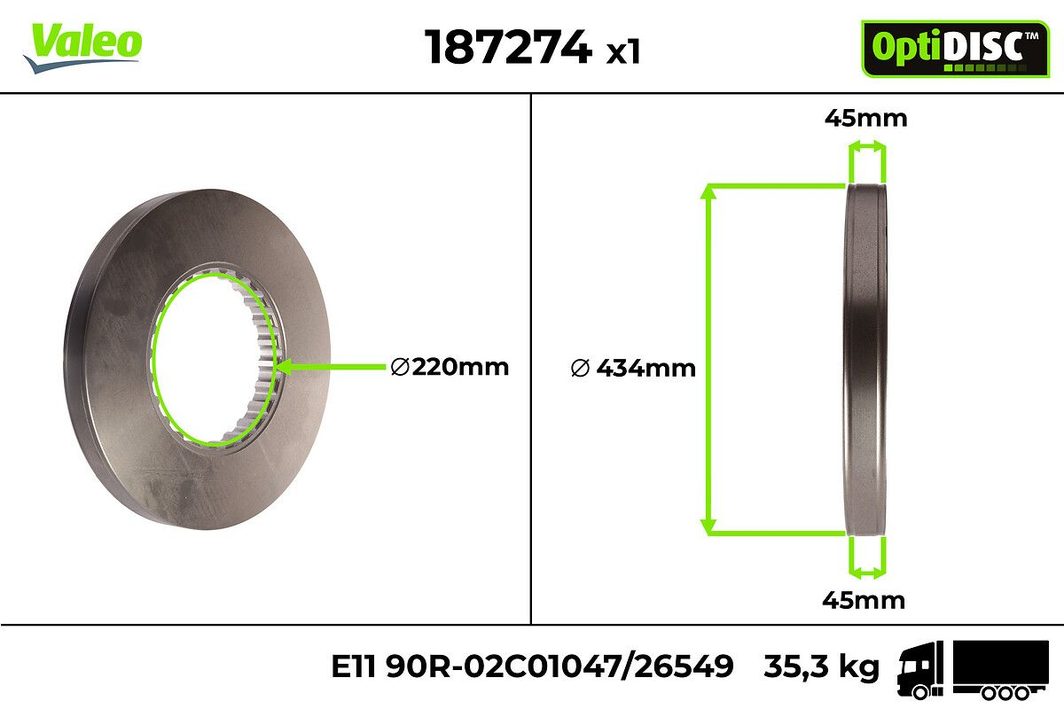 Гальмівний диск VALEO 187274 - zapix