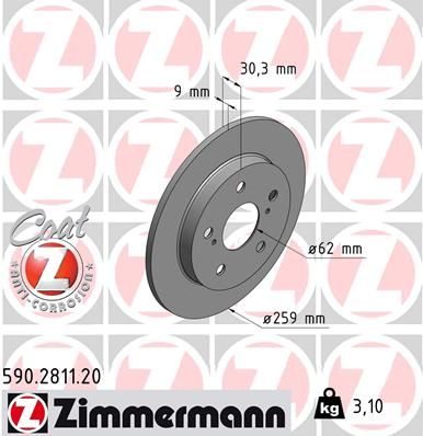 Гальмівний диск ZIMMERMANN 590281120 - zapix