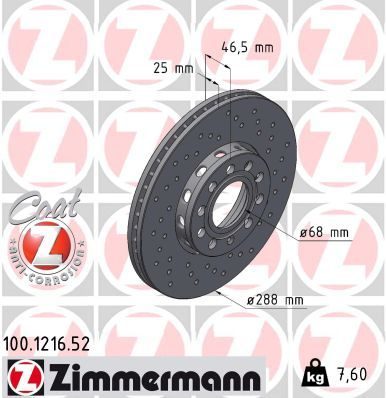 Гальмівний диск ZIMMERMANN 100121652 - zapix