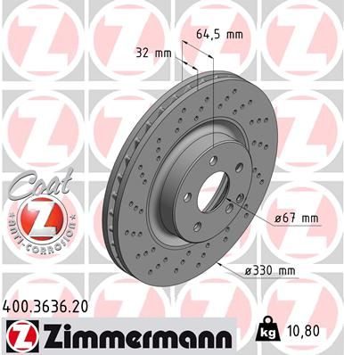 Гальмівний диск ZIMMERMANN 400363620 - zapix