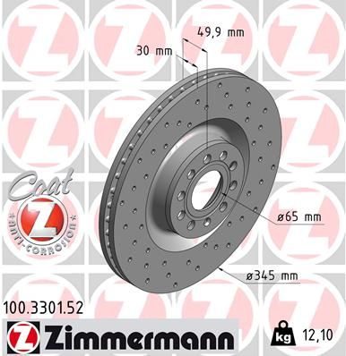 Гальмівний диск ZIMMERMANN 100330152 - zapix