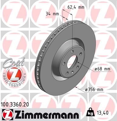 Гальмівний диск ZIMMERMANN 100336020 - zapix