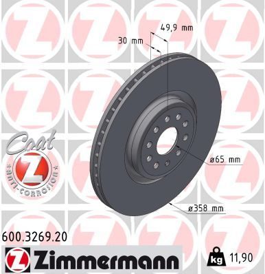 Гальмівний диск ZIMMERMANN 600326920 - zapix
