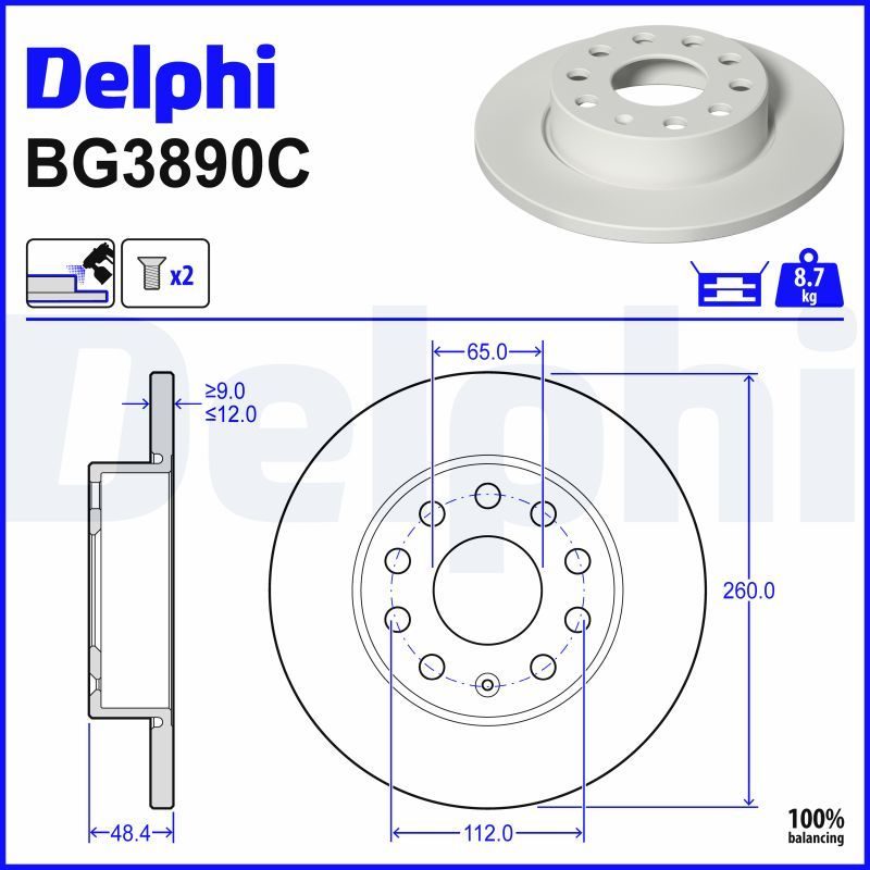 Гальмівний диск DELPHI BG3890C