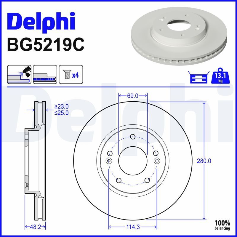 Гальмівний диск DELPHI BG5219C - zapix