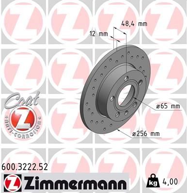 Гальмівний диск ZIMMERMANN 600322252 - zapix