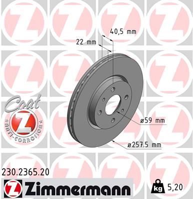 Гальмівний диск ZIMMERMANN 230236520 - zapix