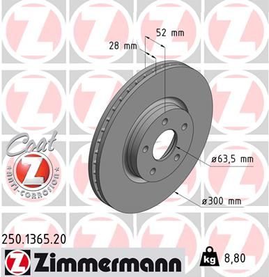 Гальмівний диск ZIMMERMANN 250136520 - zapix