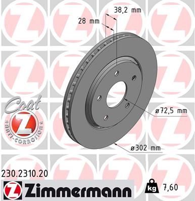 Гальмівний диск ZIMMERMANN 230231020 - zapix