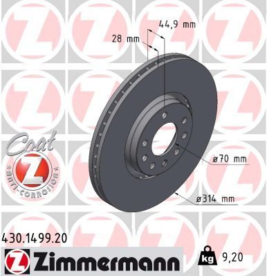 Гальмівний диск ZIMMERMANN 430149920 - zapix