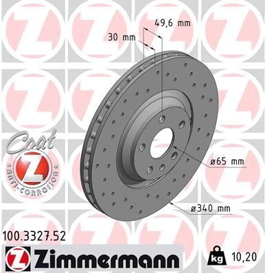 Гальмівний диск ZIMMERMANN 100332752 - zapix