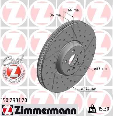 Гальмівний диск ZIMMERMANN 150298120 - zapix